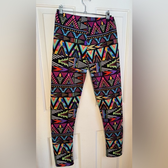 JUST COZY Colorful Pink Print Fleece Lined Leggings womens size OS (fits Medium) - Picture 8 of 8